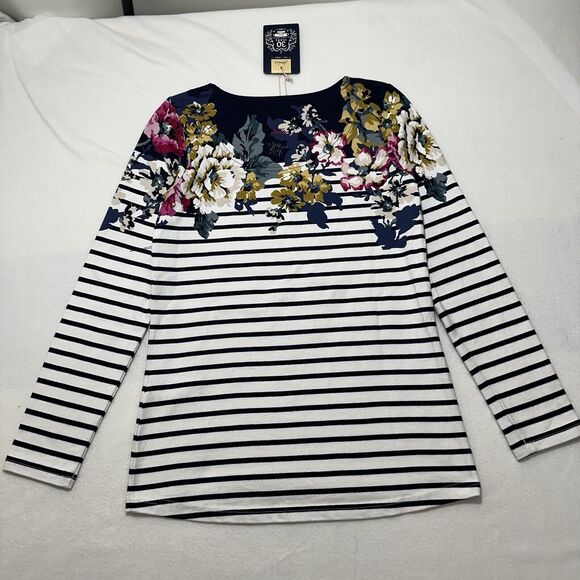 Joules Women's 4 Harbor Print Long Sleeve White Navy Blue Floral T Shirt - Picture 11 of 13